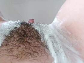 Close-up of my pussy while shaving