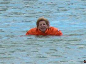 Bathing and swiming in the sea with Moncler