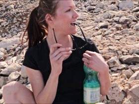 Cum shower on the beach