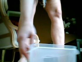 Pissing into the jars!