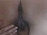 POV from behind: Dorothy bends over at 90 degrees in the bathroom and fingers her hot pussy.