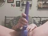 Masturbation with double dildo and a vibrator