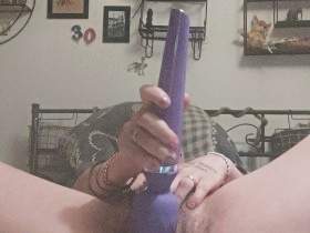 Masturbation with double dildo and a vibrator