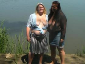 Two lesbian - erotic walk on the lake