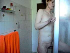 Skinny girl in the shower!