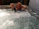 Relaxing in the hot tub