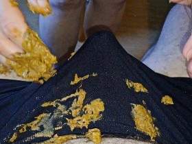 His cock pooped all over his panties