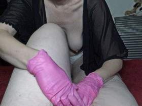 Handjob in Pink Gloves