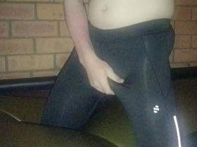 Wank and cum with clear fleshlight on waterbed