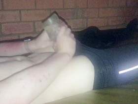 Wank and cum with clear fleshlight on waterbed