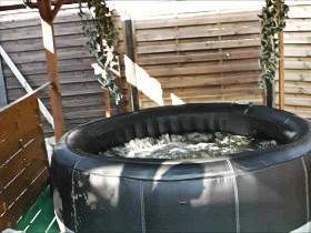 a Brazilian woman in the jacuzzi solo