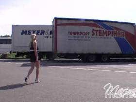 naked in front of truck