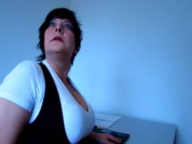Tussie the office cum sucking on her tits