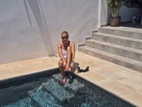 Gymnastic slippers in the pool