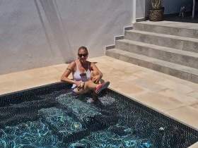 Gymnastic slippers in the pool