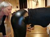 Inseminated wetlook leggings ass, licked clean by my friend Holly!