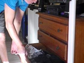 John is Peeing all into the Underwear Drawer