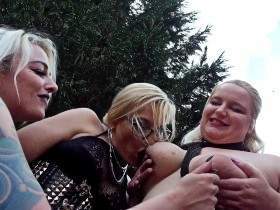 BBW Lucy pumped full of cum | BARE-OUTDOOR GANGBANG