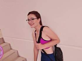 PUBLIC Workout!! Double cum shake for my pussy and mouth