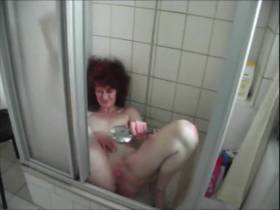 A skinny girl in the shower ...