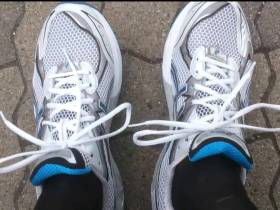 Stockings and jogging shoes