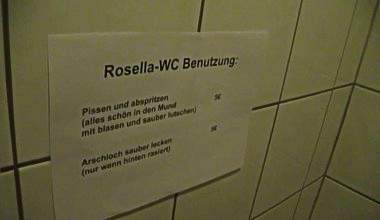 Urinal-Rosella auf dem HerrenWc in der Kneipe