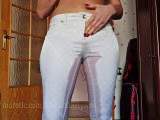 Natalia wrote in white pants and panties