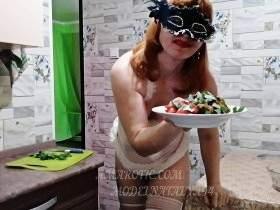 Olga eats poop with vegetables