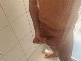 Horny cumshot in the shower