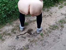 Just quickly peed on the forest path