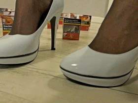 White pumps and boxes