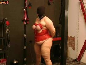 User request: Masked slave with tied Tittten