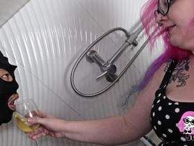 Extreme piss ********! The loser slurps pee from the glass
