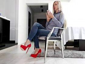 Jeans Red Pumps Toe tap