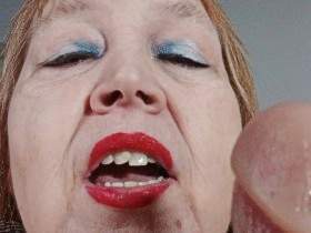 Licking the juice off the dildo (portrait format!)