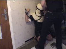 blowjob chained to the wall