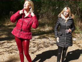 With Christina in down jackets and leggings