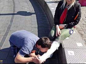 Licking Hunter Boots on the Reeperbahn!