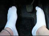 White sneaker socks in the car ** Pedal pumping **
