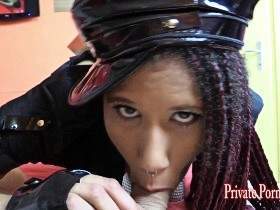 Police officer Carmela, 20, gives a hot blowjob during a house check