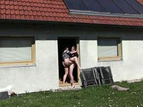 Absolutely brazenly fucked in the open door!