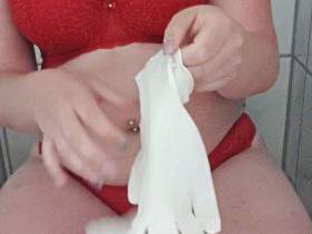 Rubber gloves and my wet pussy