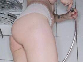 Enema with white panties