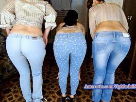 Jeans on three girls