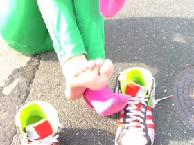 brightly colored sneakers