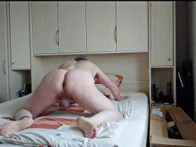Naked nylon boy makes his bed 2