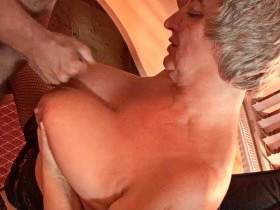 Wild Hilde insemination of the giant tits