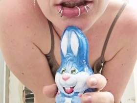 Chocolate Easter bunny with shit filling