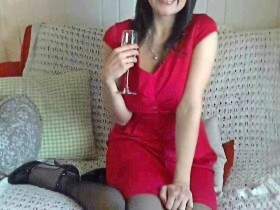 In the red dress ...