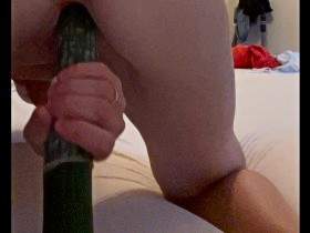 Cucumber in the pussy